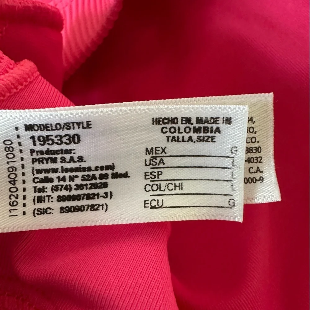Leonisa size‎ Large Bright Pink Ribbed V Neck Sports Bra Wireless 195330